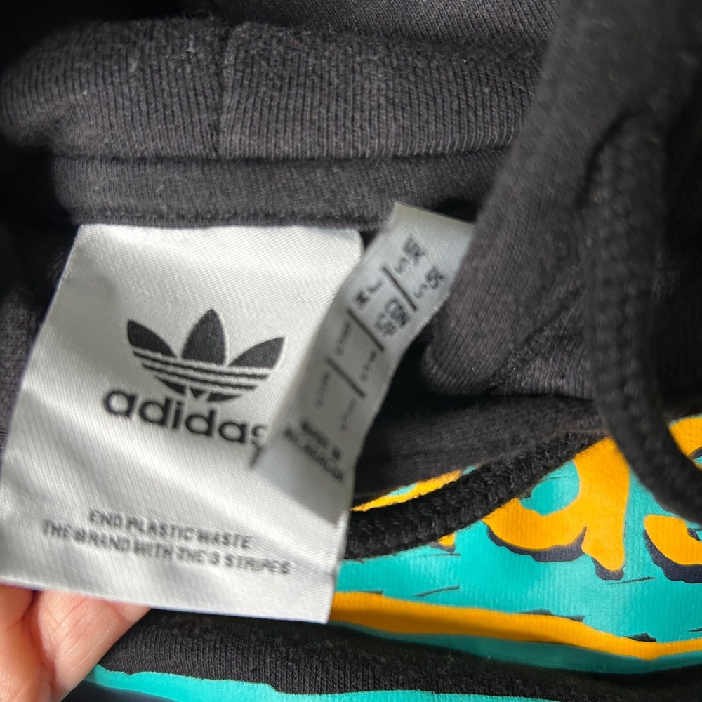 Adidas Hoodie Mens Small S Black Pullover‎ Trefoil Logo Graphic Sweatshirt - Picture 4 of 8